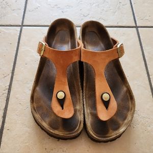 Birkenstock Gizeh Sandals soft footbed nubuck pecan 38 regular